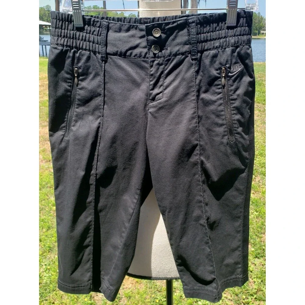 Nike Shorts Womens Small Black Sportswear Chino Bermuda Hiking Outdoors Cotton - Picture 1 of 15